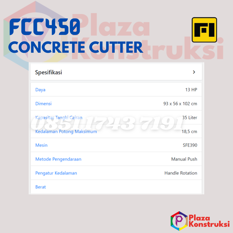 CUTTER FIRMAN FCC450 (tanpa engine dan tanpa blade) - Image 2