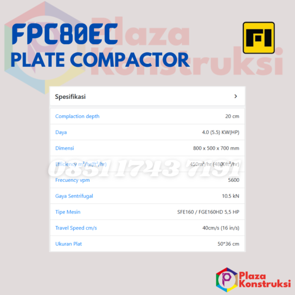 PLATE COMPACTOR FIRMAN	FPC80EC