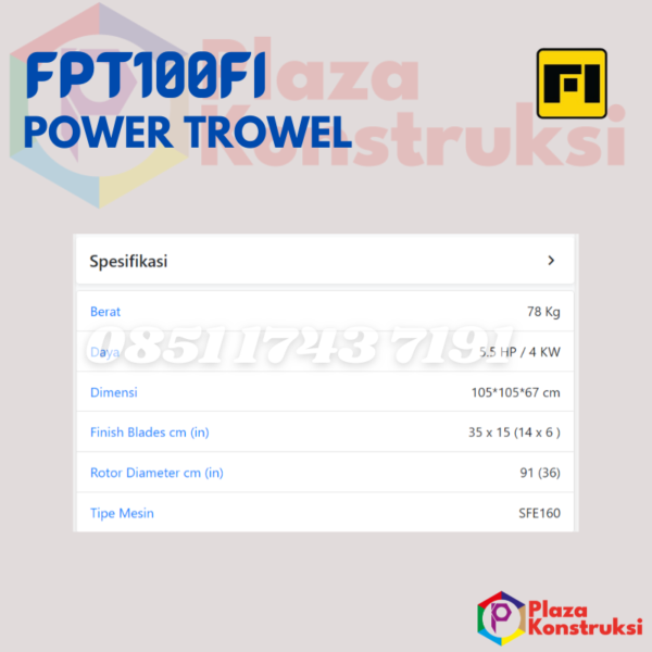 POWER TROWEL FIRMAN FPT100FI (tanpa engine)