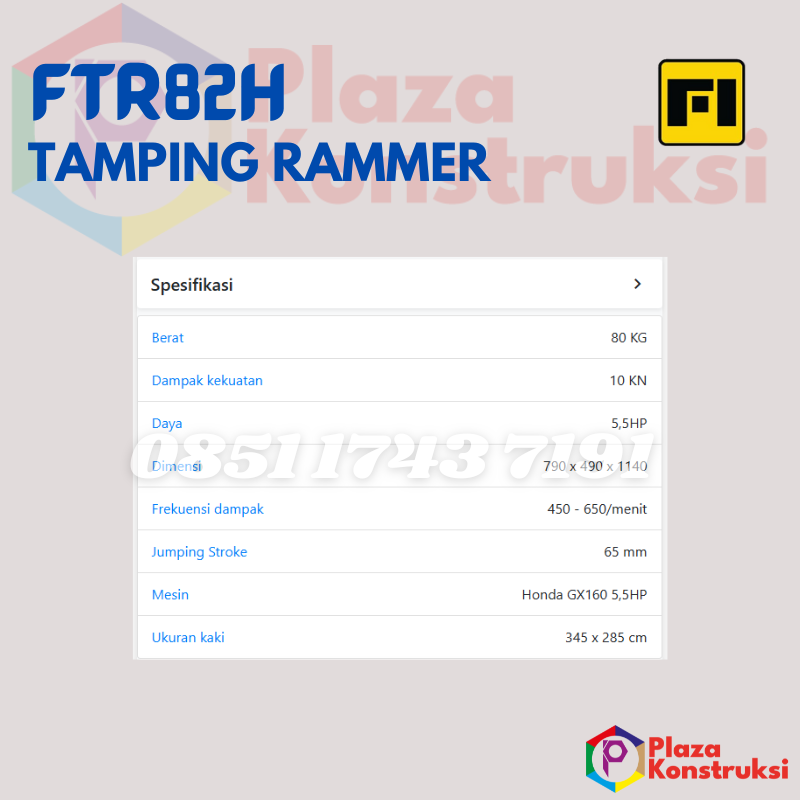 TAMPING RAMMER FIRMAN FTR82H (with Honda Engine GX160) - Image 2