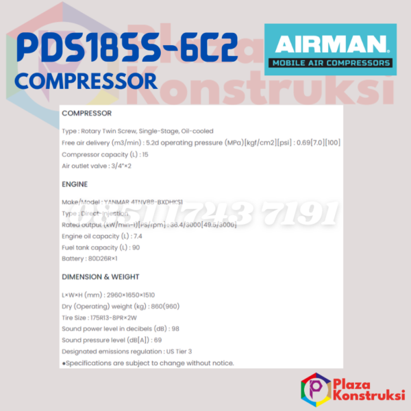 Compressor AIRMAN PDS185S-6C2