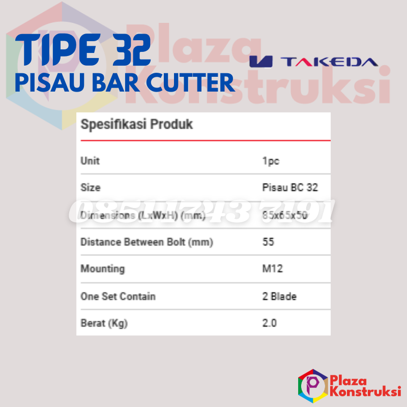 PISAU BAR CUTTER TAKEDA Tipe 32 - Image 2