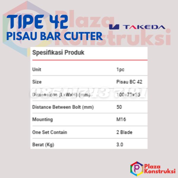 TAKEDA Pisau Bar Cutter Tipe 42